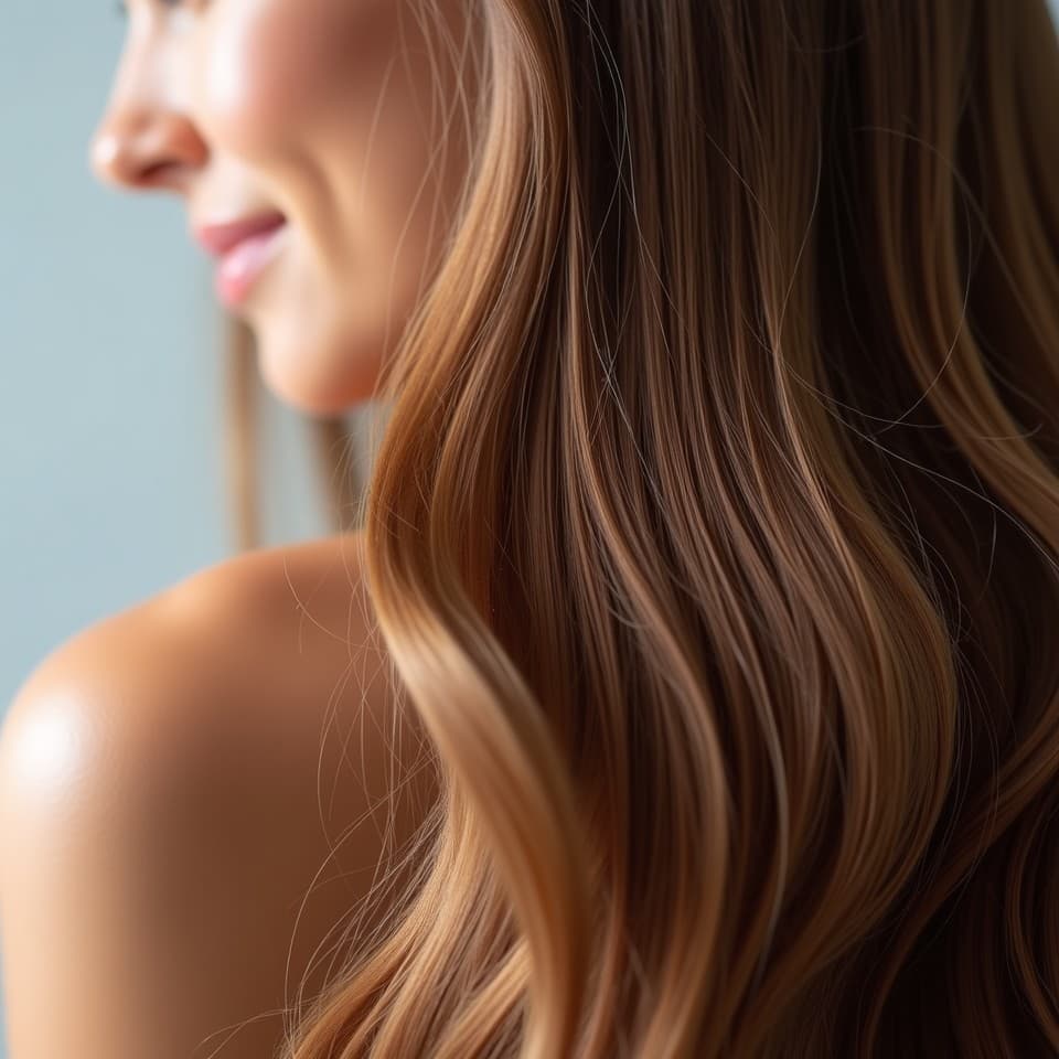 Cabelo com brilho e força após tratamento de reconstrução.