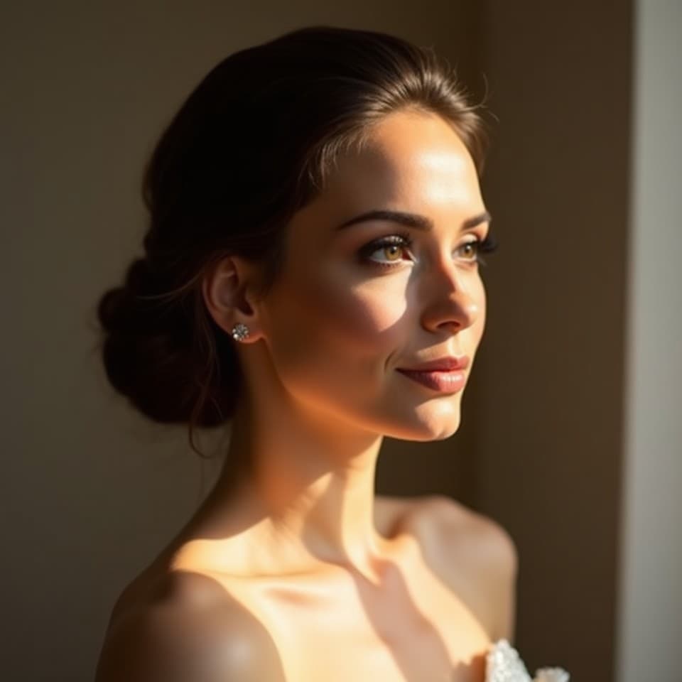 Penteado elegante e maquiagem para eventos especiais.